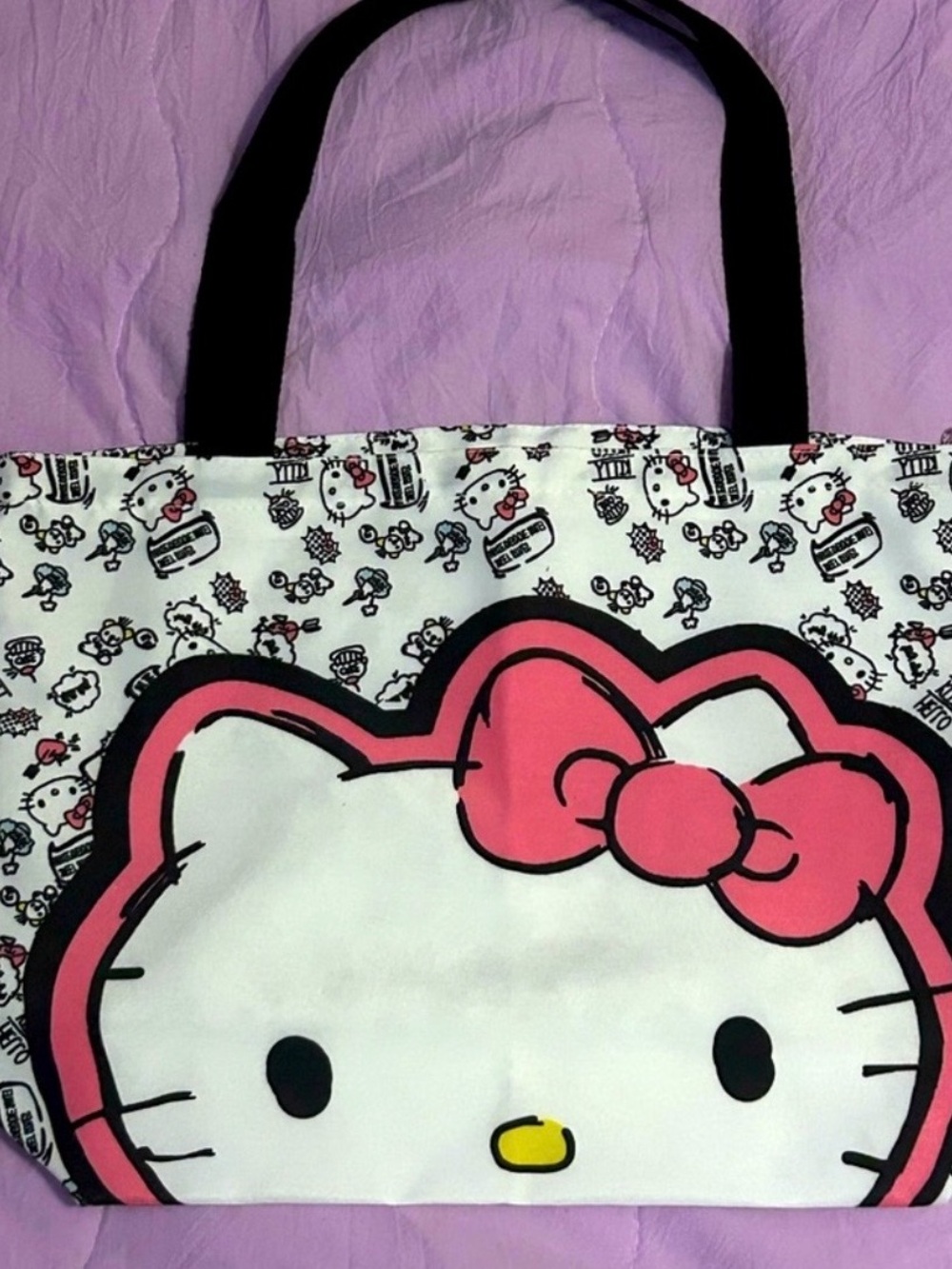 Hello Kitty White & Pink Canvas Tote Bag